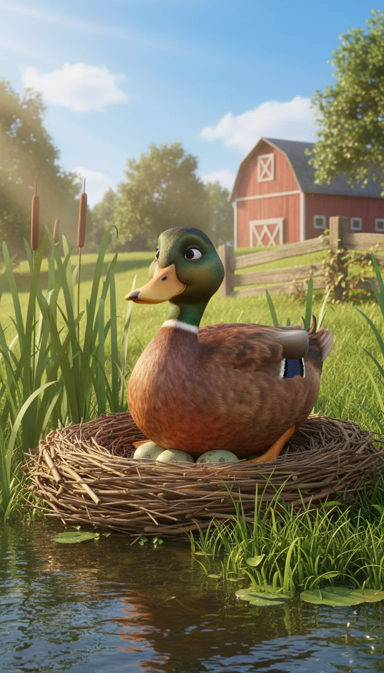 Illustration for: A Patient Mother Duck